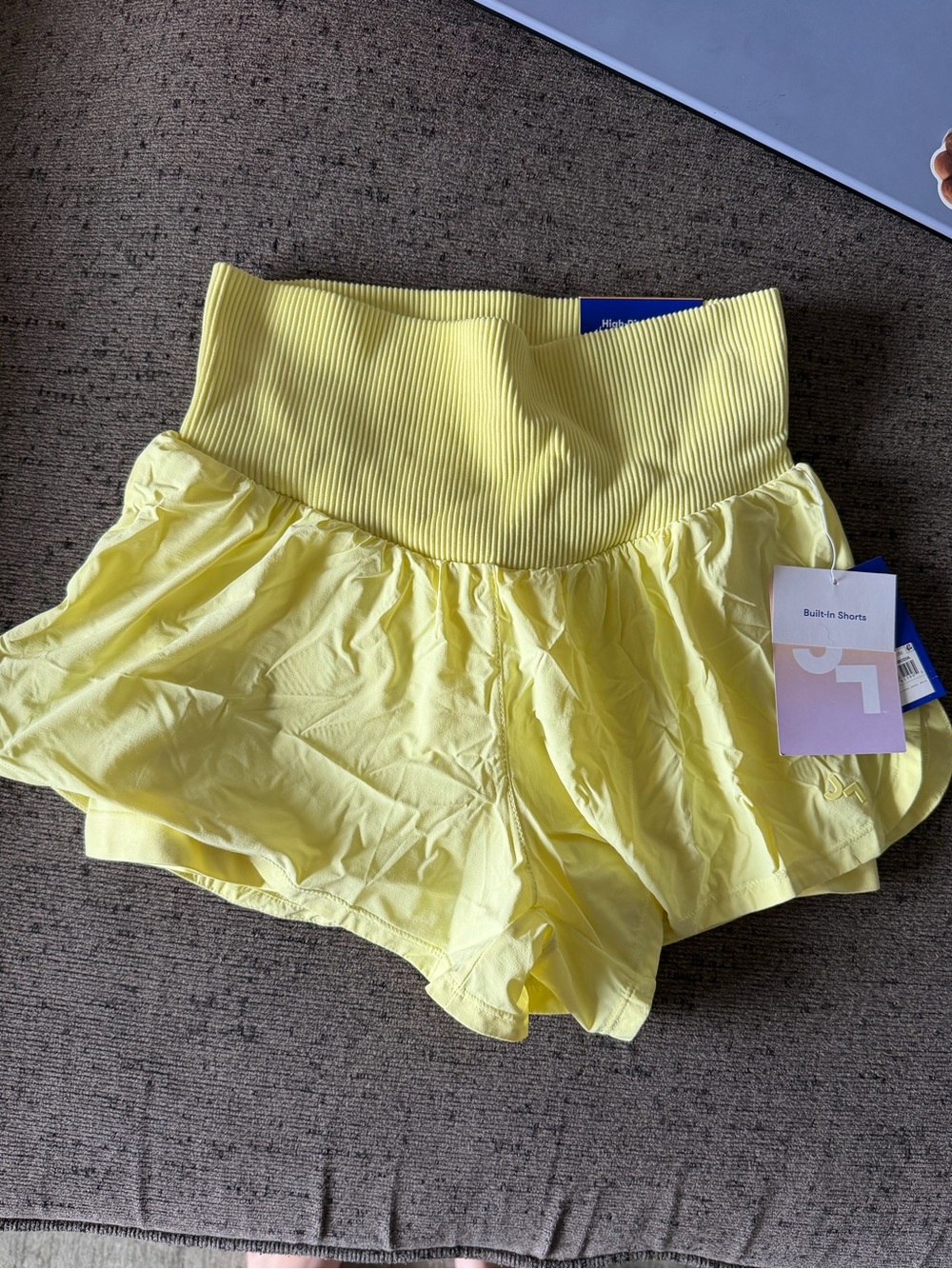 JoyLab High-Waist Yellow Athletic Shorts with Ribbed Waistband
